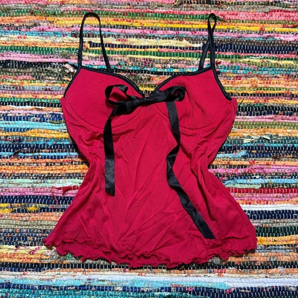 Vintage Y2K Red & Black Bustier Camisole – Warner’s Size Small - Picture 1 of 4